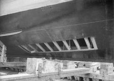 Steam yacht Branwen's hull with plates removed, 1914. Creator: Kirk & Sons of Cowes