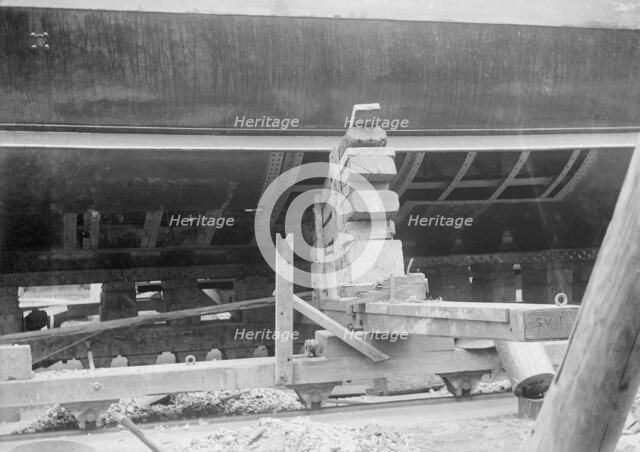 Steam yacht Branwen's hull, 1914. Creator: Kirk & Sons of Cowes.