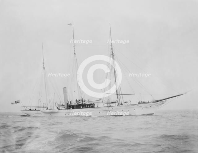 Steam yacht under way. Creator: Kirk & Sons of Cowes.
