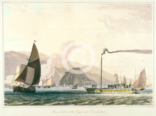 'Steamboat on the Clyde near Dumbarton', c1814. Creator: William Daniell.