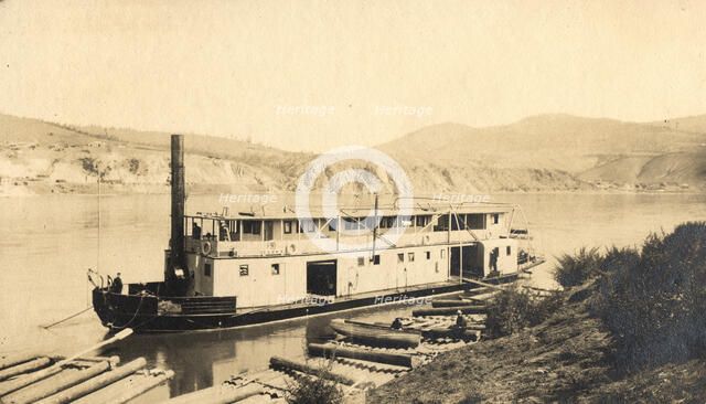Steamboat "Khanka" at the pier on the Zeya River, 1909. Creator: Vladimir Ivanovich Fedorov.