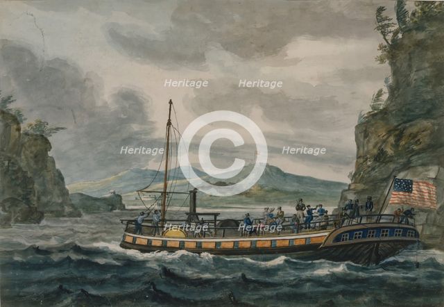 Steamboat Travel on the Hudson River, 1811-ca.1813. Creator: Pavel Petrovic Svin'in.