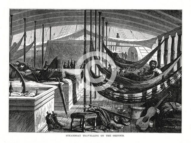 Steamboat travelling on the Orinoco, South America, 1877. Artist: Unknown