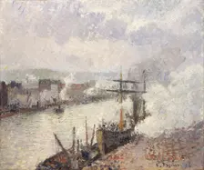 Steamboats in the Port of Rouen, 1896. Creator: Camille Pissarro