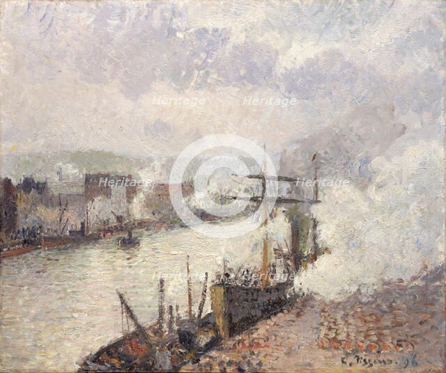 Steamboats in the Port of Rouen, 1896. Creator: Camille Pissarro.