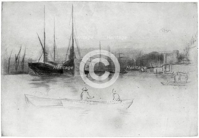 'Steamboats off the Tower', 1875 (1904).Artist: James Abbott McNeill Whistler