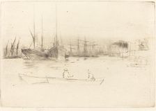 Steamboats off the Tower, 1875. Creator: James Abbott McNeill Whistler