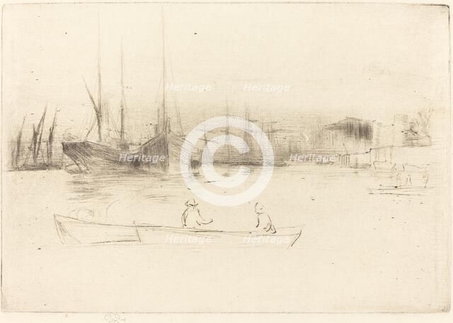 Steamboats off the Tower, 1875. Creator: James Abbott McNeill Whistler.