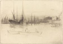 Steamboats off the Tower, 1875. Creator: James Abbott McNeill Whistler