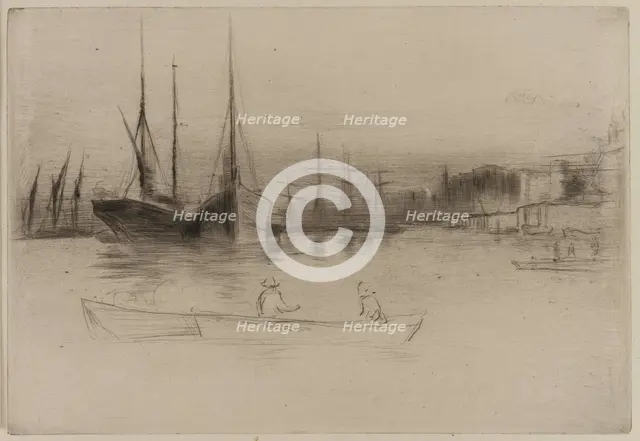 Steamboats off the Tower, 1875. Creator: James Abbott McNeill Whistler.
