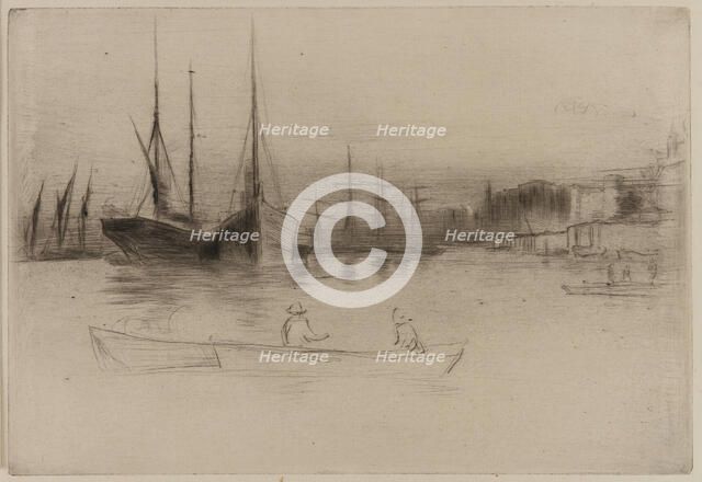 Steamboats off the Tower, 1875. Creator: James Abbott McNeill Whistler.