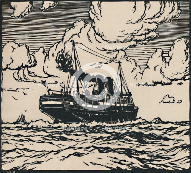 'Steamer at Sea', 1919. Artist: Herbert Kerr Rooke.