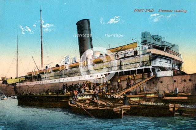 Steamer coaling, Port Said, Egypt, 20th century. Artist: Unknown