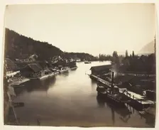 Steamer in Lake Thun, Switzerland, c. 1860. Creator: Adolphe Braun