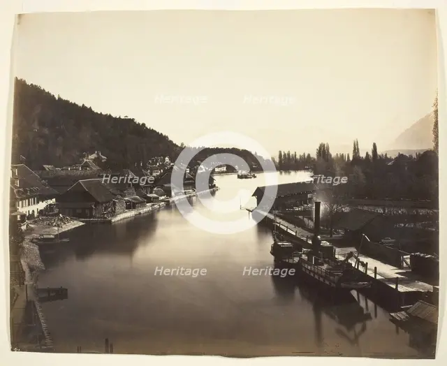 Steamer in Lake Thun, Switzerland, c. 1860. Creator: Adolphe Braun.