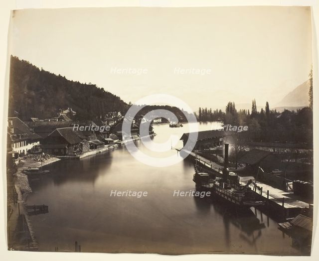 Steamer in Lake Thun, Switzerland, c. 1860. Creator: Adolphe Braun.