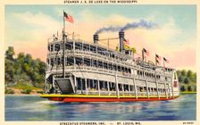 Steamer JS De Luxe on the Mississippi River, St Louis, Missouri, USA, 1934