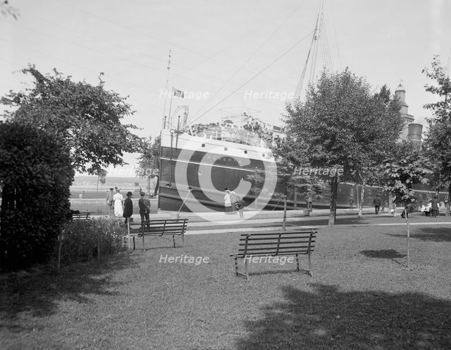 Steamer locking through, Saulte [sic] Ste. Marie, Mich., between 1910 and 1920. Creator: Unknown.