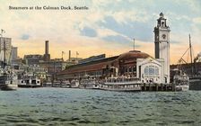 Steamers at the Colman Dock, Seattle, Washington, USA, 1913