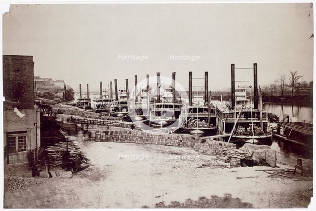 Steamers on the Mississippi, USA, 19th century. Creator: Unknown.