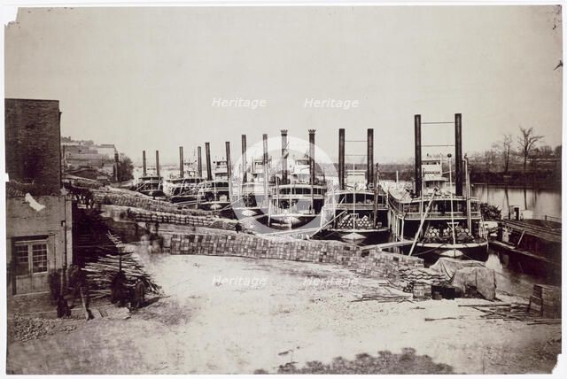 Steamers on the Mississippi, USA, 19th century. Artist: Unknown