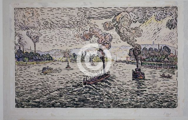 Steamers on the Seine, c1893-1898. Creator: Paul Signac.