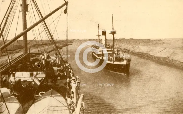 'Steamers Passing in the Suez Canal', c1930. Creator: ENA.