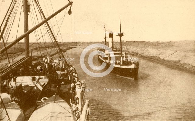 'Steamers Passing in the Suez Canal', c1930. Creator: ENA.