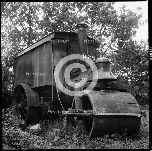 Steamroller abandoned in the corner of a field, Devon or Cornwall, 1967. Creator: Eileen Deste.