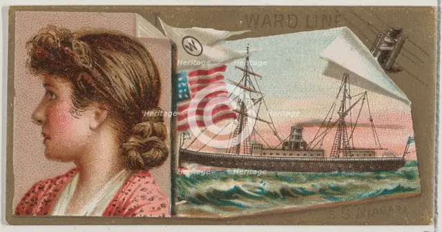 Steamship Niagara, Ward Line, from the Ocean and River Steamers series (N83) for Duke bran..., 1887. Creator: Unknown.