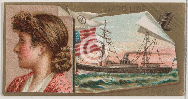 Steamship Niagara, Ward Line, from the Ocean and River Steamers series (N83) for Duke bran..., 1887. Creator: Unknown.