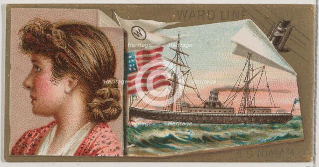 Steamship Niagara, Ward Line, from the Ocean and River Steamers series (N83) for Duke bran..., 1887. Creator: Unknown.