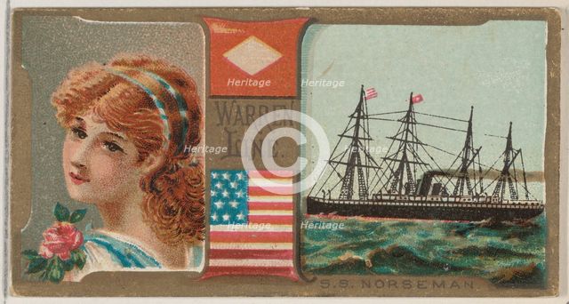 Steamship Norseman, Warren Line, from the Ocean and River Steamers series (N83) for Duke b..., 1887. Creator: Unknown.