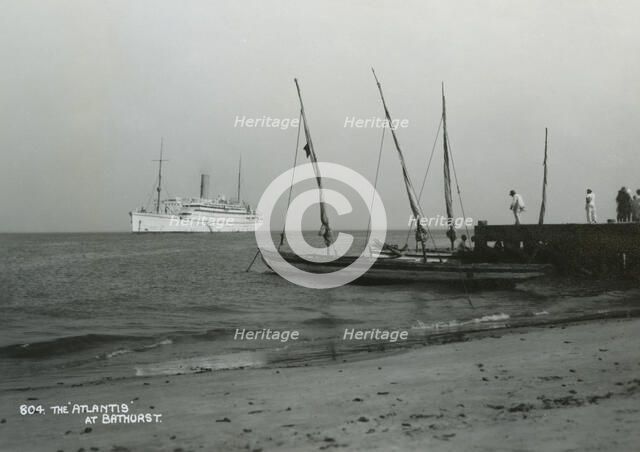 Steamship 'Atlantis' off Bathurst, Gambia, 20th century. Artist: Unknown