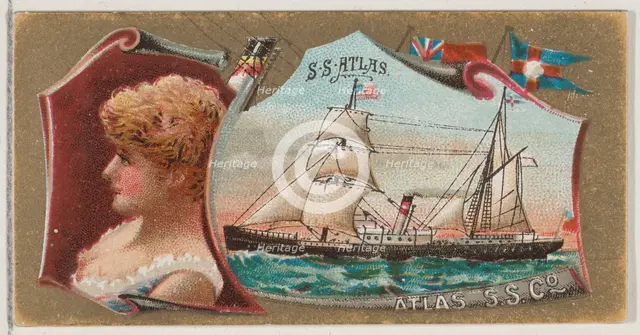 Steamship Atlas, Atlas Steamship Company, from the Ocean and River Steamers series (N83) f..., 1887. Creator: Unknown.