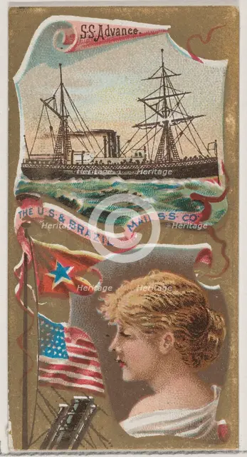 Steamship Advance, The U.S. and Brazil Mail Steamship Company, from the Ocean and River St..., 1887. Creator: Unknown.