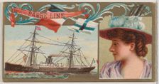 Steamship Burgundia, Fabre Line, from the Ocean and River Steamers series (N83) for Duke b..., 1887. Creator: Unknown