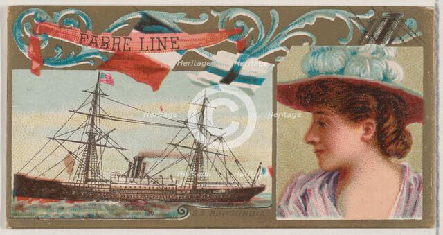 Steamship Burgundia, Fabre Line, from the Ocean and River Steamers series (N83) for Duke b..., 1887. Creator: Unknown.