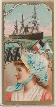 Steamship Bohemia, Hamburg American Packet Company, from the Ocean and River Steamers seri..., 1887. Creator: Unknown