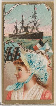 Steamship Bohemia, Hamburg American Packet Company, from the Ocean and River Steamers seri..., 1887. Creator: Unknown
