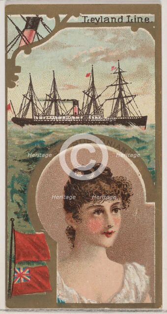 Steamship Bostonian, Leyland Line, from the Ocean and River Steamers series (N83) for Duke..., 1887. Creator: Unknown.