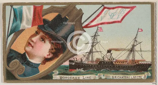Steamship Chateau Lafitte, Bordeaux Line, from the Ocean and River Steamers series (N83) f..., 1887. Creator: Unknown.