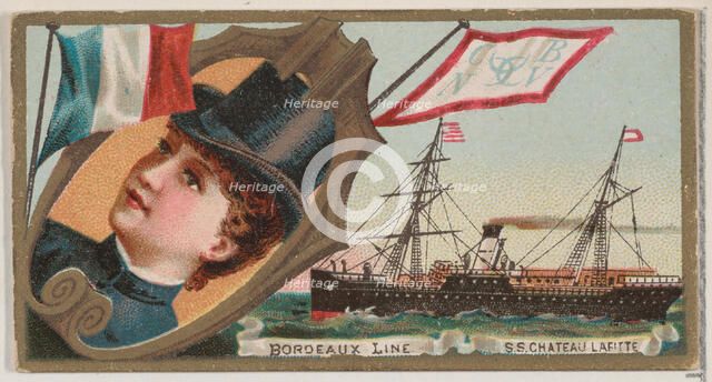 Steamship Chateau Lafitte, Bordeaux Line, from the Ocean and River Steamers series (N83) f..., 1887. Creator: Unknown.