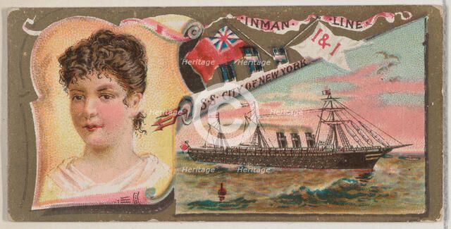 Steamship City of New York, Inman Line, from the Ocean and River Steamers series (N83) for..., 1887. Creator: Unknown.