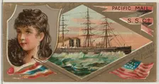 Steamship City of Peking, Pacific Mail Steamship Company, from the Ocean and River Steamer..., 1887. Creator: Unknown