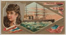 Steamship City of Peking, Pacific Mail Steamship Company, from the Ocean and River Steamer..., 1887. Creator: Unknown