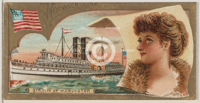 Steamship City of Worcester, Norwich Line, from the Ocean and River Steamers series (N83) ..., 1887. Creator: Unknown.