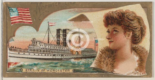Steamship City of Worcester, Norwich Line, from the Ocean and River Steamers series (N83) ..., 1887. Creator: Unknown.