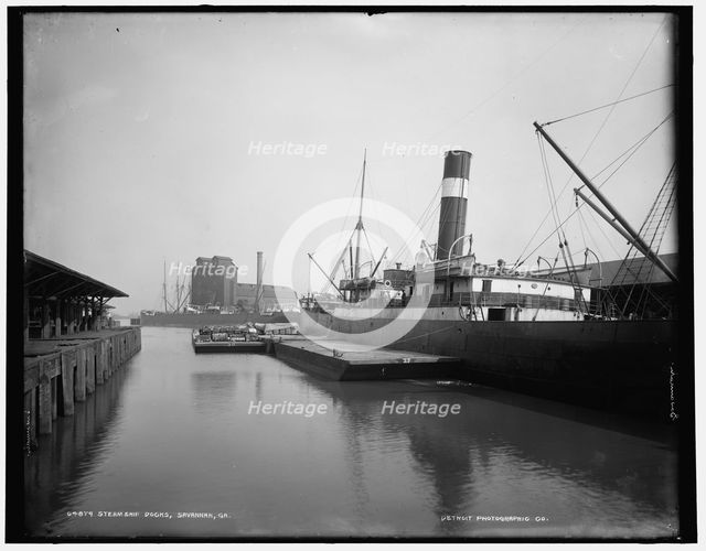Steamship docks, Savannah, Ga., between 1890 and 1901. Creator: Unknown.