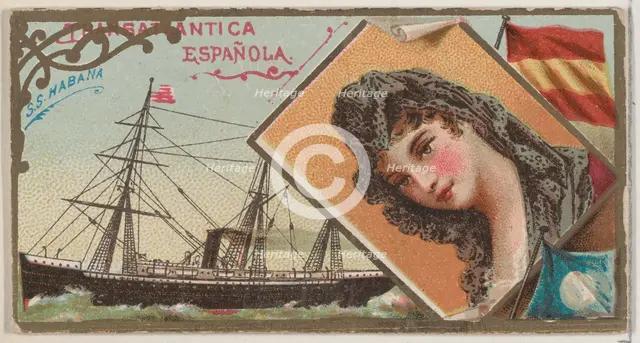 Steamship Habana, Transatlantica Espanola, from the Ocean and River Steamers series (N83) ..., 1887. Creator: Unknown.